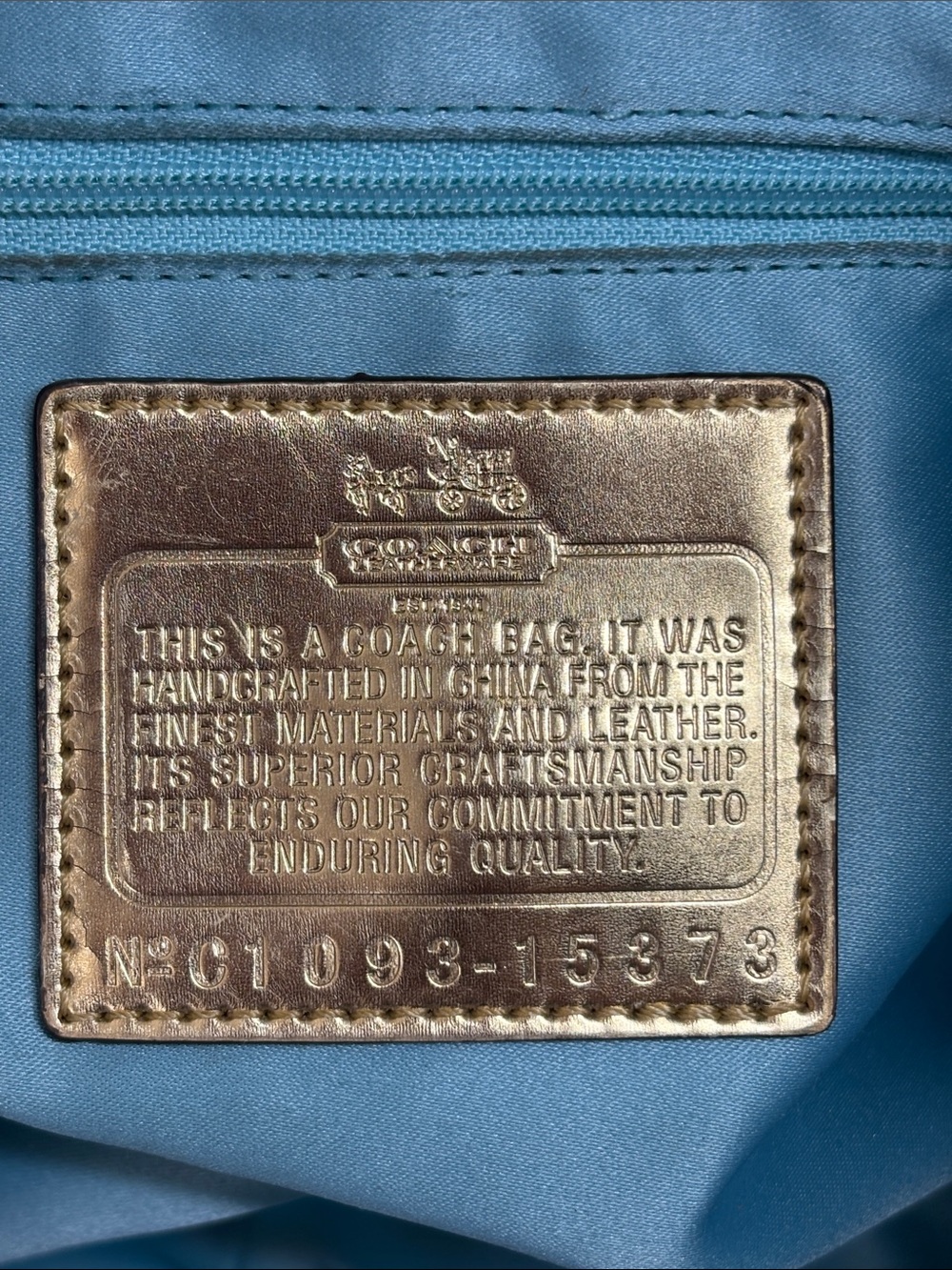 Coach Madison Tribeca Crinkled Metallic Gold Patent Leather Tote No.C1093-15373 - Picture 15 of 15
